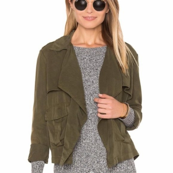 Ella Moss Jackets & Blazers - Ella Moss Draped Olive Green Cargo Blazer Floral L